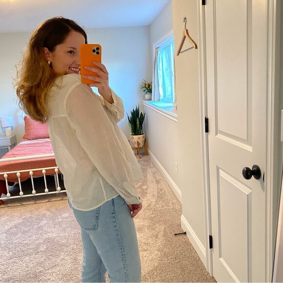 Isabel Marant White Sheer Cotton Silk Blouse 40 Medium - Picture 2 of 13